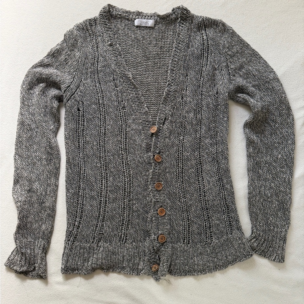 Zara Charcoal Button-Up Cardigan